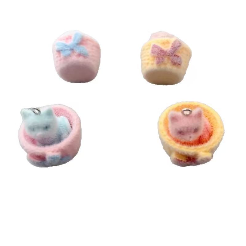 4pcs 3D plush resin cat pendan - Jewelry Making Diy recension och pris