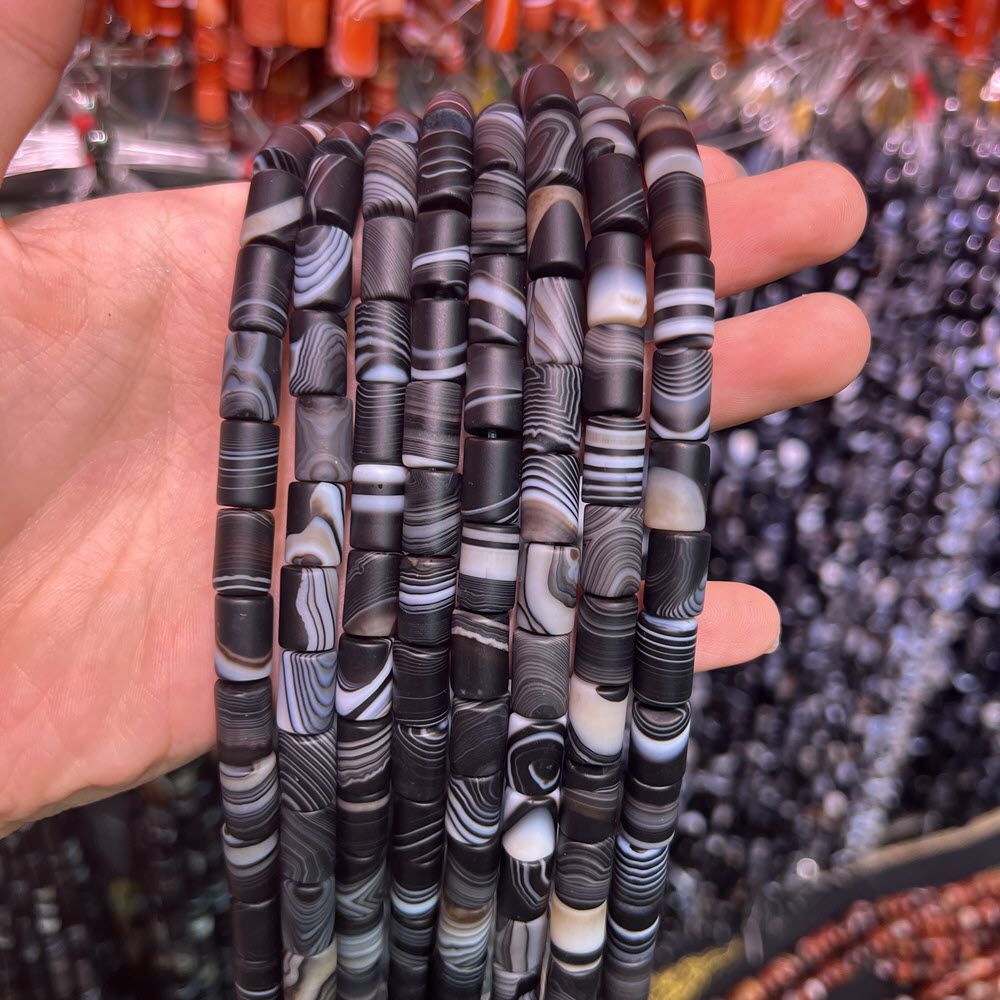 Natural Stone Black Agate Ston - Jewelry Making Store recension och pris