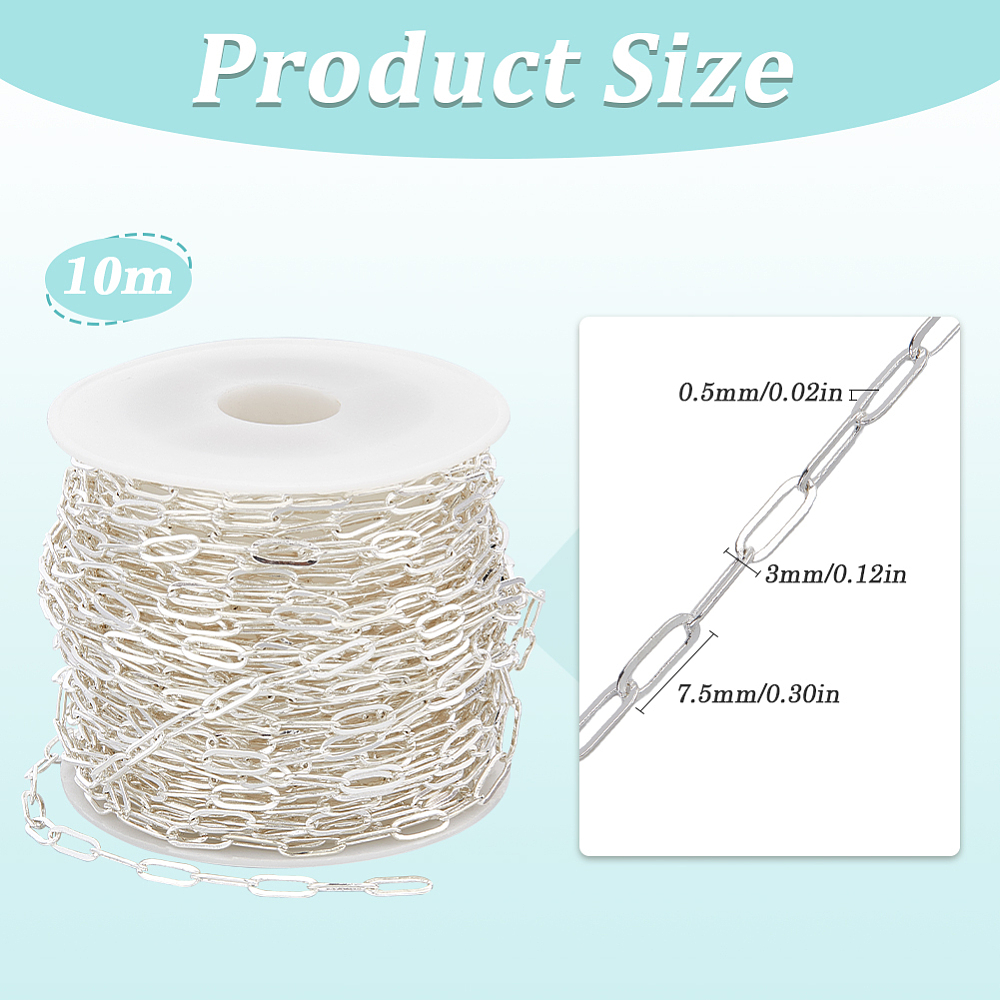 32.81 Feet Silver Paperclip Ch - Chain Roll Cable recension och pris