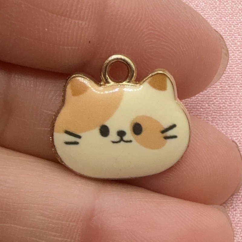12pcs Printed Cat Head Alloy D - Jewelry Making Diy recension och pris