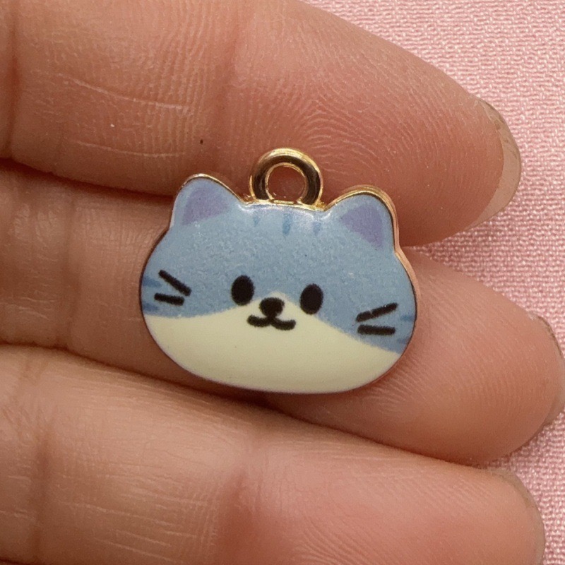12pcs Printed Cat Head Alloy D - Jewelry Making Diy recension och pris