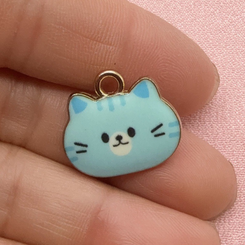 12pcs Printed Cat Head Alloy D - Jewelry Making Diy recension och pris